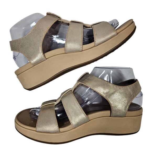 VIONIC Tami Backstrap Platform Wedge Metallic Sandals in Champagne Size 7 - Picture 4 of 10